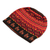 Alpaca blend knit hat, 'Alpaca Sunset' - Black Red and Orange Diamond Motif Alpaca Blend Knit Hat (image 2c) thumbail