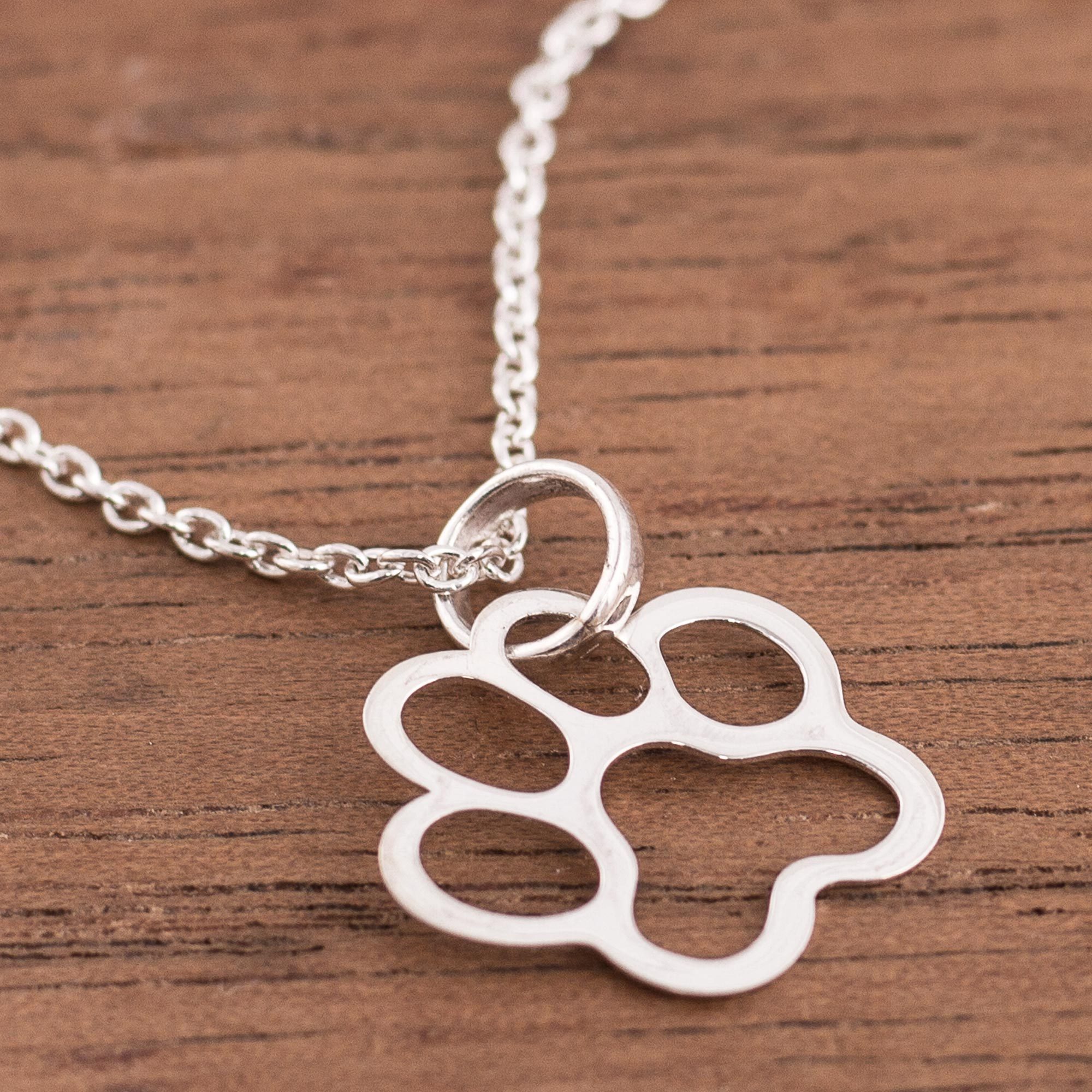 UNICEF Market Sterling Silver Dog Paw Print Pendant Necklace from