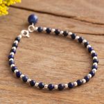 Lapis lazuli beaded bracelet, 'Magical Gleam' - Lapis Lazuli Beaded Bracelet Crafted in Peru