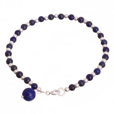 Lapis lazuli beaded bracelet, 'Magical Gleam' - Lapis Lazuli Beaded Bracelet Crafted in Peru