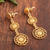 Gold plated filigree dangle earrings, 'Circular Glimmer' - Circular Gold Plated Sterling Silver Filigree Earrings (image 2b) thumbail