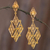 Gold plated filigree dangle earrings, 'Colonial Geometry' - Geometric Gold Plated Sterling Silver Filigree Earrings thumbail