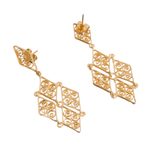 Gold plated filigree dangle earrings, 'Colonial Geometry' - Geometric Gold Plated Sterling Silver Filigree Earrings