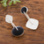 Obsidian dangle earrings, 'Midnight in Motion' - Obsidian and Textured Sterling Silver Dangle Earrings (image 2b) thumbail