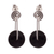 Obsidian dangle earrings, 'Mesmerizing Midnight' - Obsidian Circle and Sterling Silver Spiral Dangle Earrings thumbail