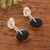 Obsidian dangle earrings, 'Mesmerizing Midnight' - Obsidian Circle and Sterling Silver Spiral Dangle Earrings (image 2b) thumbail