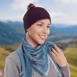 100% baby alpaca ear warmer, 'Wavelength in Boysenberry' - Boysenberry 100% Baby Alpaca Honeycomb Pattern Knit Headband