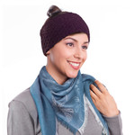 100% baby alpaca ear warmer, 'Wavelength in Boysenberry' - Boysenberry 100% Baby Alpaca Honeycomb Pattern Knit Headband