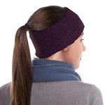 100% baby alpaca ear warmer, 'Wavelength in Boysenberry' - Boysenberry 100% Baby Alpaca Honeycomb Pattern Knit Headband