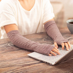 100% baby alpaca fingerless mitts, 'Luscious Twist in Dusty Rose' - Dusty Rose 100% Baby Alpaca Cable Knit Fingerless Mitts