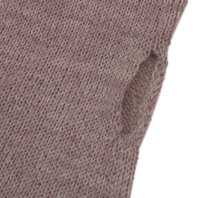 100% baby alpaca fingerless mitts, 'Luscious Twist in Dusty Rose' - Dusty Rose 100% Baby Alpaca Cable Knit Fingerless Mitts
