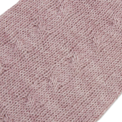 100% baby alpaca fingerless mitts, 'Luscious Twist in Dusty Rose' - Dusty Rose 100% Baby Alpaca Cable Knit Fingerless Mitts