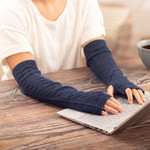 100% baby alpaca fingerless mitts, 'Luscious Twist in Navy' - Navy 100% Baby Alpaca Cable Knit Fingerless Mitts from Peru
