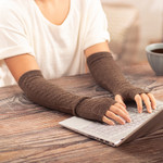 100% baby alpaca fingerless mitts, 'Luscious Twist in Chestnut' - Chestnut Brown 100% Baby Alpaca Cable Knit Fingerless Mitts