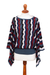 Alpaca blend sweater, 'Make Waves' - Cranberry and Blue Wavy Vertical Stripe Alpaca Blend Sweater (image 2a) thumbail