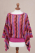 Alpaca blend sweater, 'Samba Sizzle' - Fuchsia and Purple Wavy Vertical Stripe Alpaca Blend Sweater (image 2b) thumbail