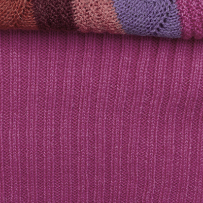 Pullover aus Alpaka-Mischung - Pullover aus Alpaka-Mischung mit vertikalen Streifen in Fuchsia und Lila