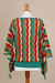 Alpaca blend sweater, 'Tropical Heatwaves' - Green and Scarlet Vertical Stripe Alpaca Blend Sweater