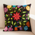 Wool cushion cover, 'Dark Garden' - Floral Embroidered Wool Cushion Cover from Peru thumbail
