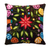 Wool cushion cover, 'Dark Garden' - Floral Embroidered Wool Cushion Cover from Peru