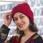 100% alpaca knit hat, 'Comfy in Red' - Crimson Red 100% Alpaca Soft Cable Knit Hat from Peru