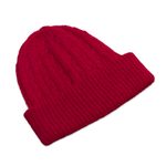 100% alpaca knit hat, 'Comfy in Red' - Crimson Red 100% Alpaca Soft Cable Knit Hat from Peru