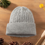 100% alpaca knit hat, 'Comfy in Grey' - Soft Smoky Grey 100% Alpaca Cable Knit Hat from Peru