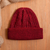 100% alpaca knit hat, 'Comfy in Burgundy' - Cranberry Red 100% Alpaca Soft Cable Knit Hat from Peru thumbail
