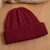 100% alpaca knit hat, 'Comfy in Burgundy' - Cranberry Red 100% Alpaca Soft Cable Knit Hat from Peru (image 2b) thumbail
