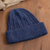 100% alpaca knit hat, 'Comfy in Dark Blue' - Indigo Blue 100% Alpaca Soft Cable Knit Hat from Peru (image 2b) thumbail
