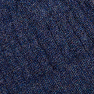 Gorro tejido 100% alpaca - Gorro azul índigo 100% alpaca de punto cable suave de Perú