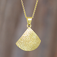 Gold plated sterling silver pendant necklace, 'Sun Wave' - Wave Shape 18k Gold Plated Sterling Silver Pendant Necklace