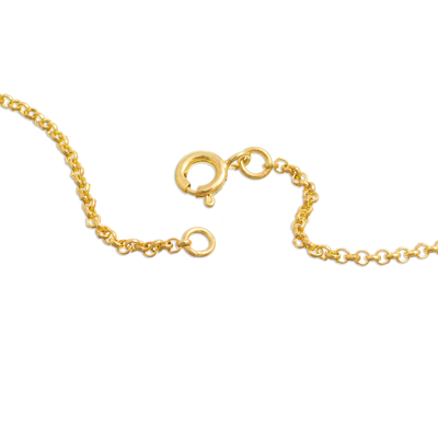 Collar colgante de plata de primera ley recubierta de oro - Collar con colgante de plata de ley con baño de oro de 18 quilates en forma de ola