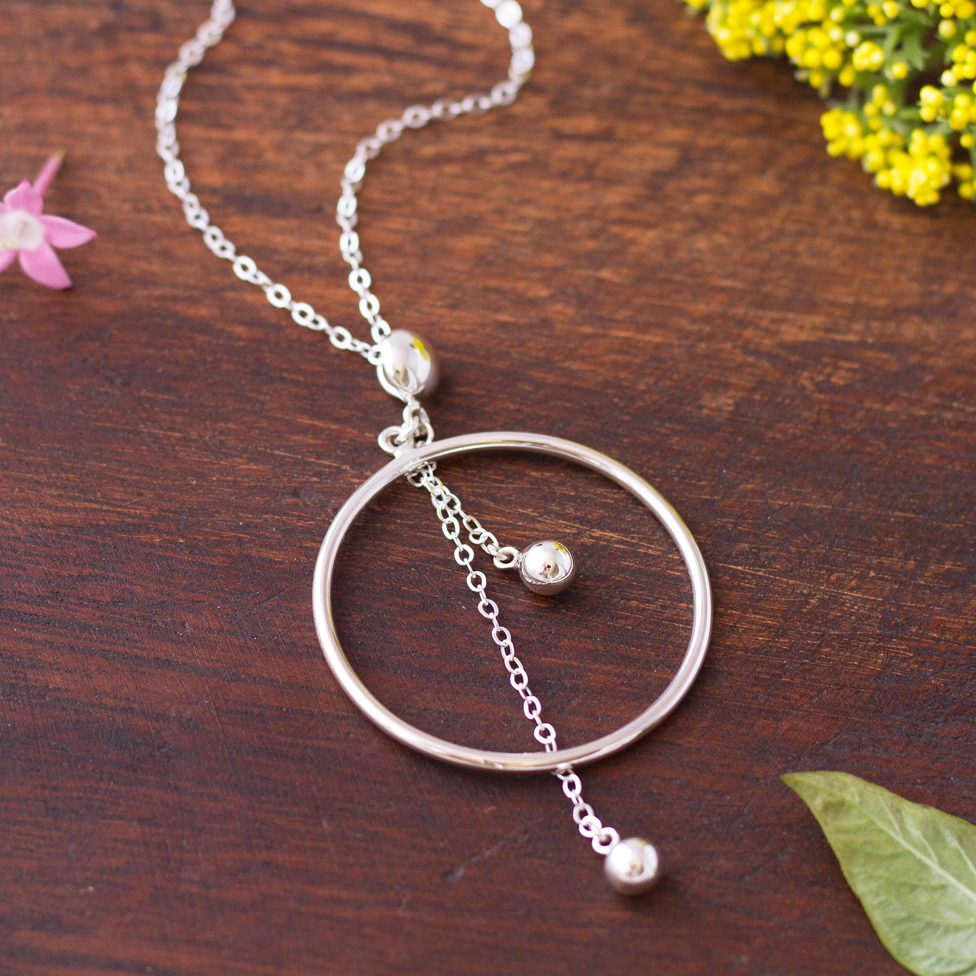 Sterling Silver Circle and Pendulum Pendant Necklace Pendulum Hoop