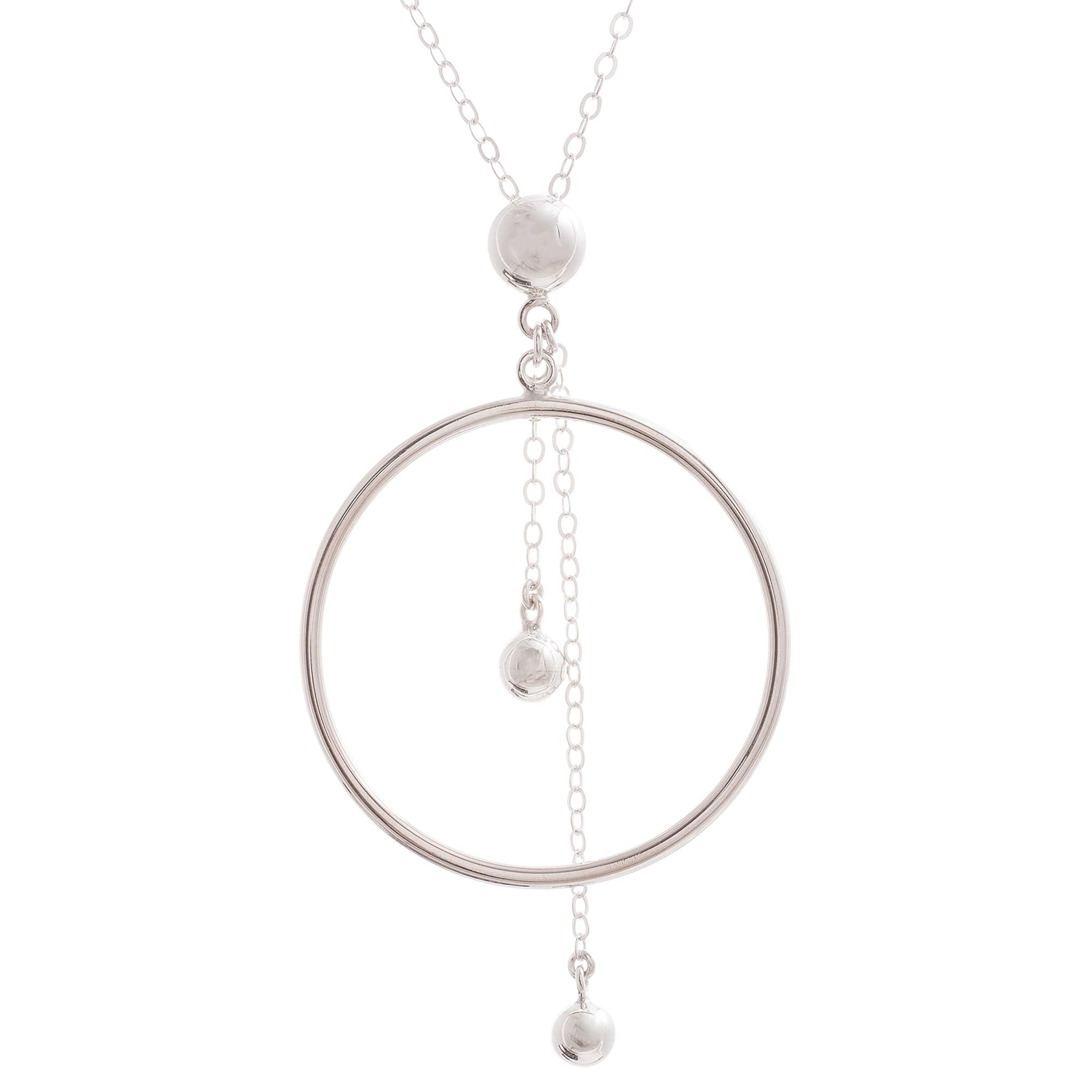 Sterling Silver Circle and Pendulum Pendant Necklace Pendulum Hoop