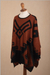 Alpaca blend poncho, 'Inca Contrast' - Black and Russet Alpaca Blend Poncho from Peru (image 2f) thumbail