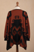 Alpaca blend poncho, 'Inca Contrast' - Black and Russet Alpaca Blend Poncho from Peru (image 2g) thumbail