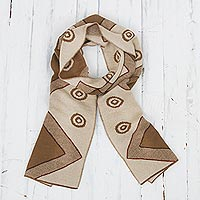 Alpaca blend scarf, 'Sepia and Alabaster Andes'