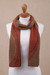 Alpaca blend scarf, 'Pumpkin and Sepia Cosmovision' - Sun Motif Sepia and Pumpkin Alpaca Blend Scarf from Peru