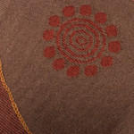 Alpaca blend scarf, 'Pumpkin and Sepia Cosmovision' - Sun Motif Sepia and Pumpkin Alpaca Blend Scarf from Peru