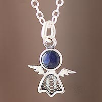 Sodalite filigree pendant necklace, 'Midnight Angel'