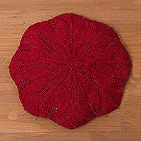 Featured review for 100% alpaca beret, Claret Leaves