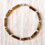 Tiger's eye beaded bracelet, 'Earthen Sophistication' - Tiger's Eye Beaded Bracelet Crafted in Peru