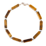 Tiger's eye beaded bracelet, 'Earthen Sophistication' - Tiger's Eye Beaded Bracelet Crafted in Peru