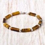 Tiger's eye beaded bracelet, 'Earthen Sophistication' - Tiger's Eye Beaded Bracelet Crafted in Peru