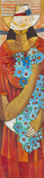 'Florist II' - Signed Expressionist Painting of a Florist from Peru thumbail