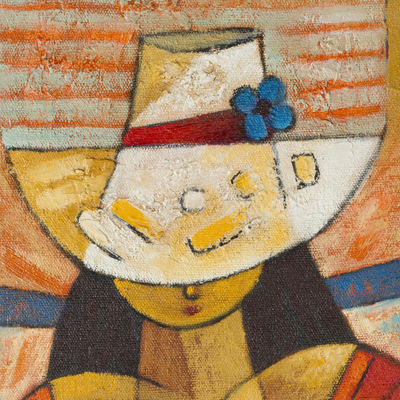 'Florista II' - Pintura expresionista firmada de un florista de Perú