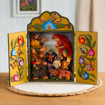 Ceramic and wood retablo, Little Celebration
