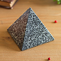 Tourmaline and quartz gemstone figurine, 'Speckled Pyramid' (2.5 inch) - Tourmaline and Quartz Pyramid Gemstone Figurine (2.5 Inch)
