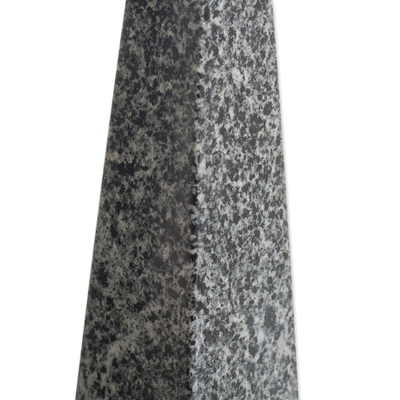 Tourmaline and quartz gemstone figurines, 'Speckled Obelisks' (pair) - Tourmaline and Quartz Obelisk Gemstone Figurines (Pair)